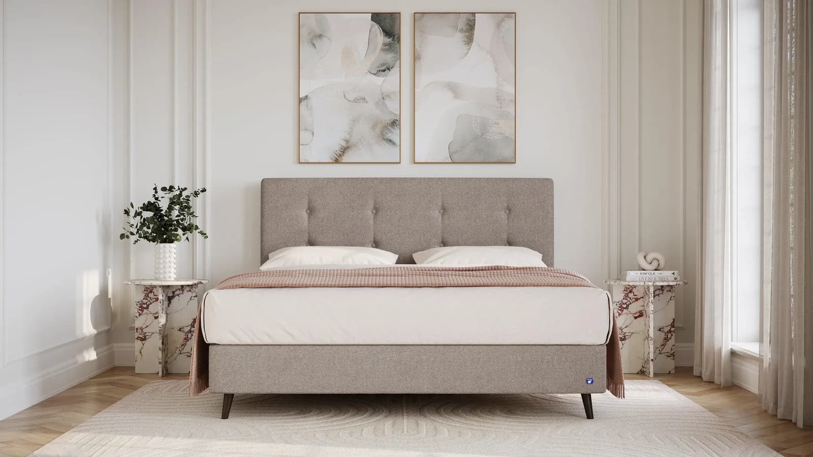 BRUNO Boxspringbett Prestige Taupe Grau-Beige Pulse-Latex-Matratze