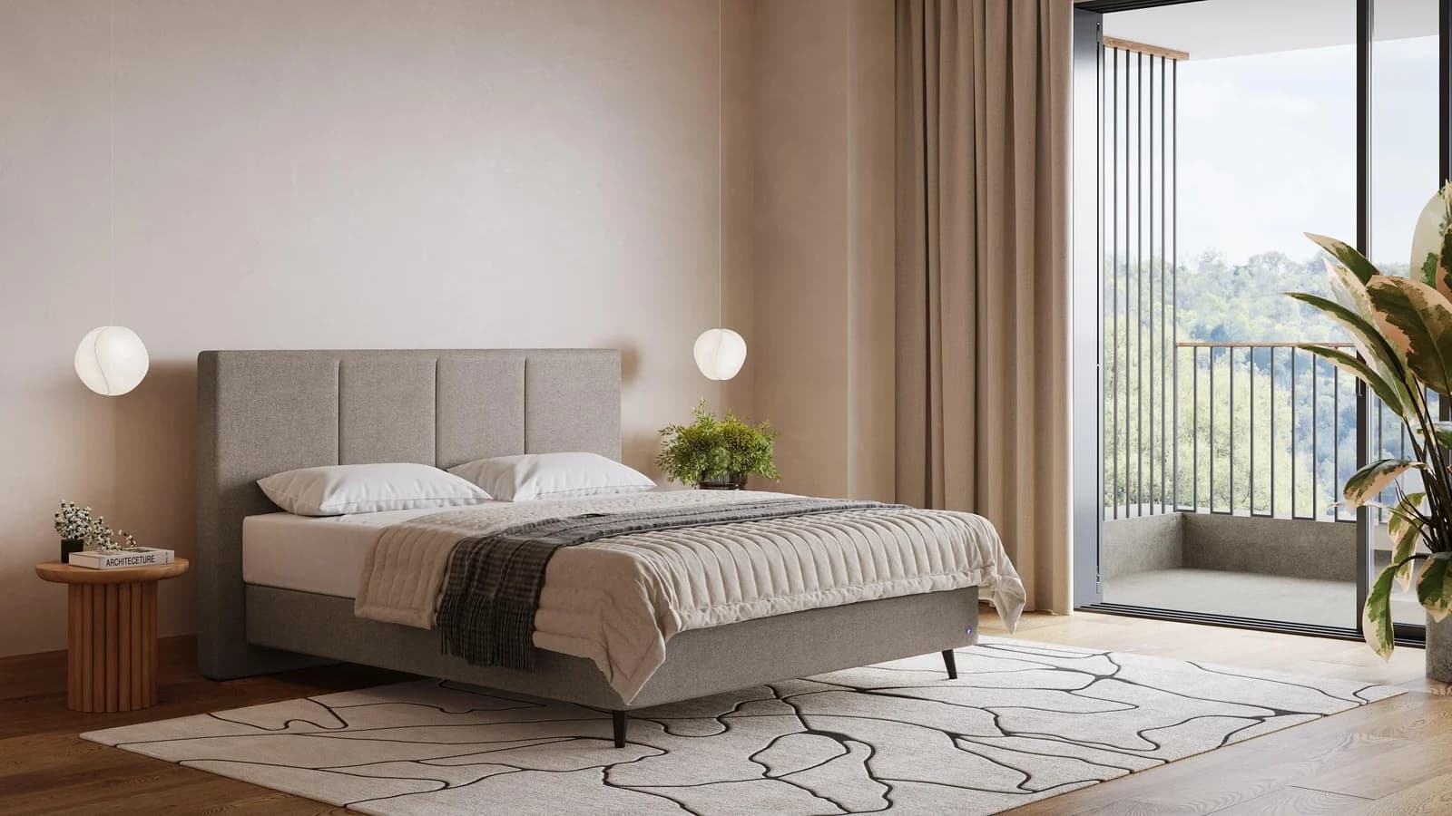BRUNO Boxspringbett Prestige Taupe Grau-Beige Pulse-Latex-Matratze