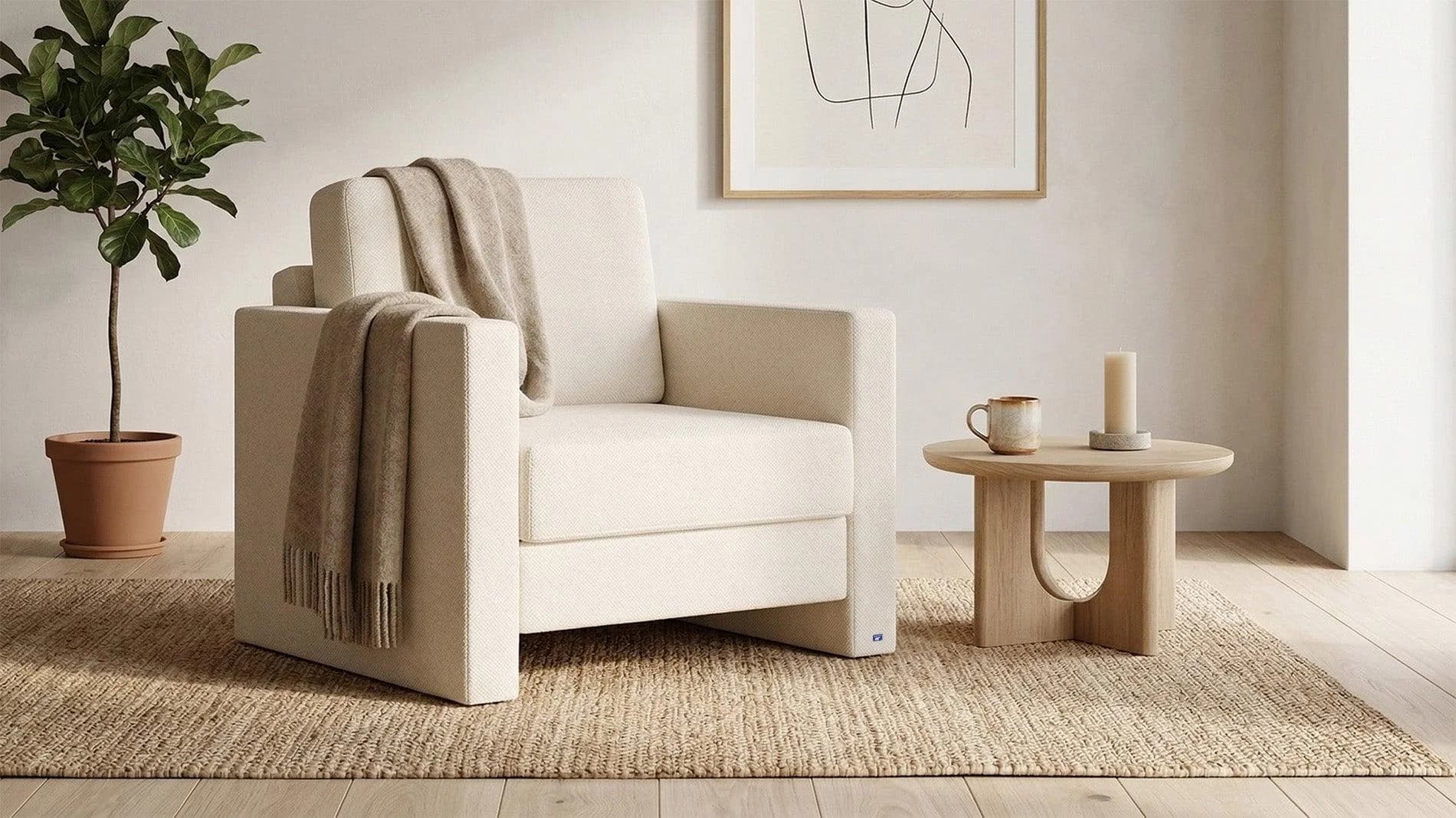 BRUNO Schlafsessel Beige Massivholz Boxspringkomfort