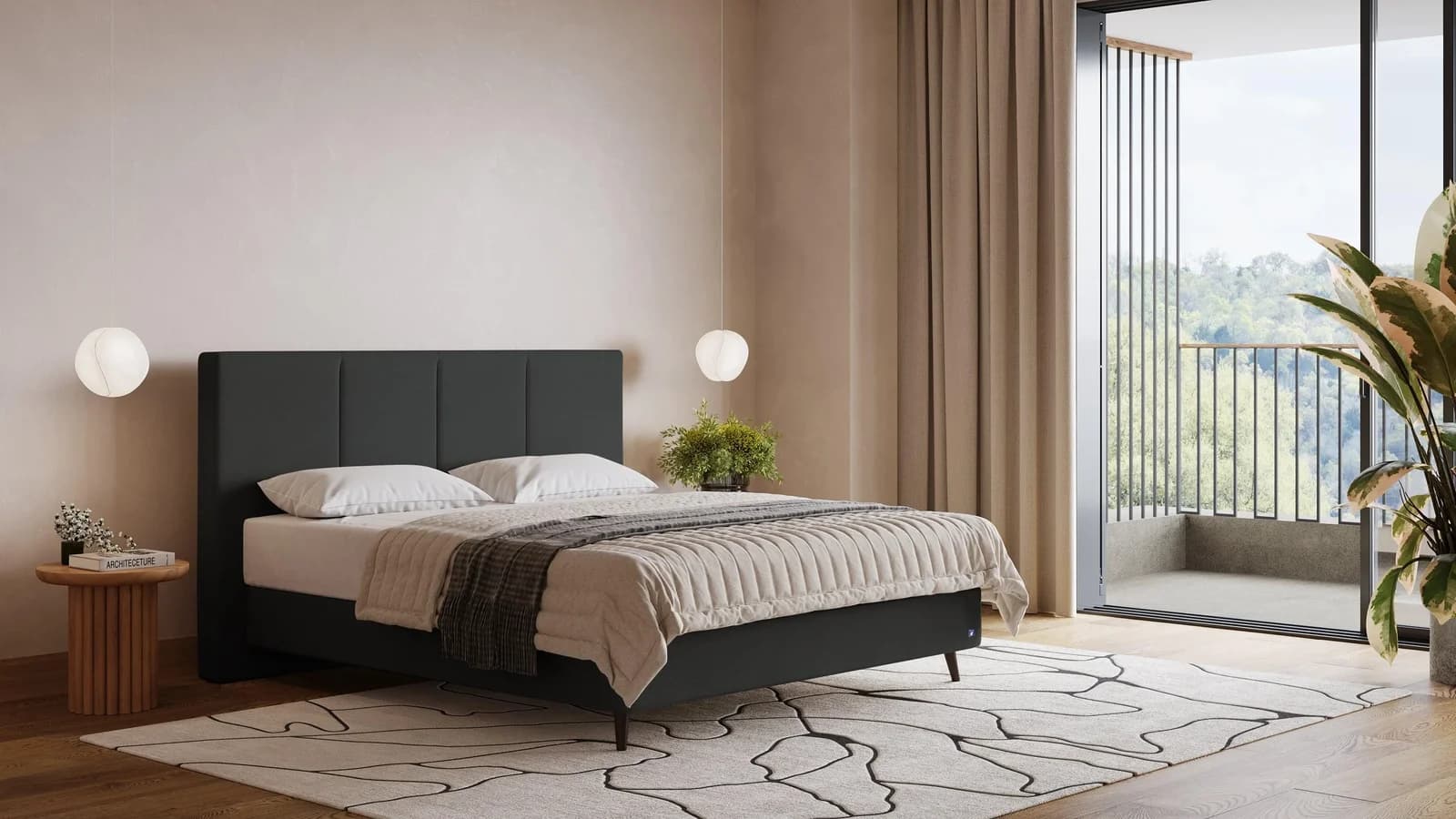 BRUNO Boxspringbett Prestige Schwarz Anthrazit Pulse-Latex-Matratze