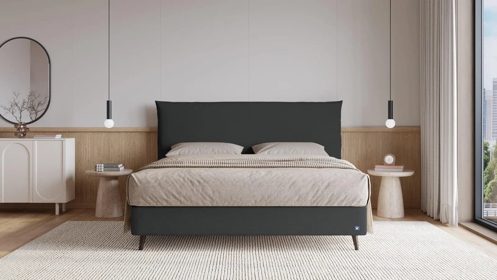 BRUNO Boxspringbett Prestige Schwarz Anthrazit 180x200