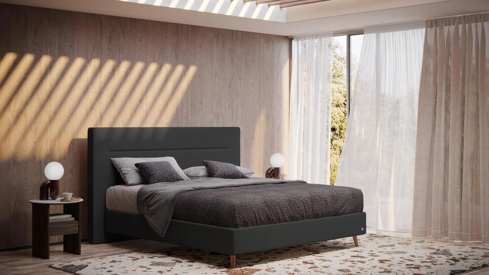 BRUNO Boxspringbett Prestige Schwarz Anthrazit Pulse-Latex-Matratze