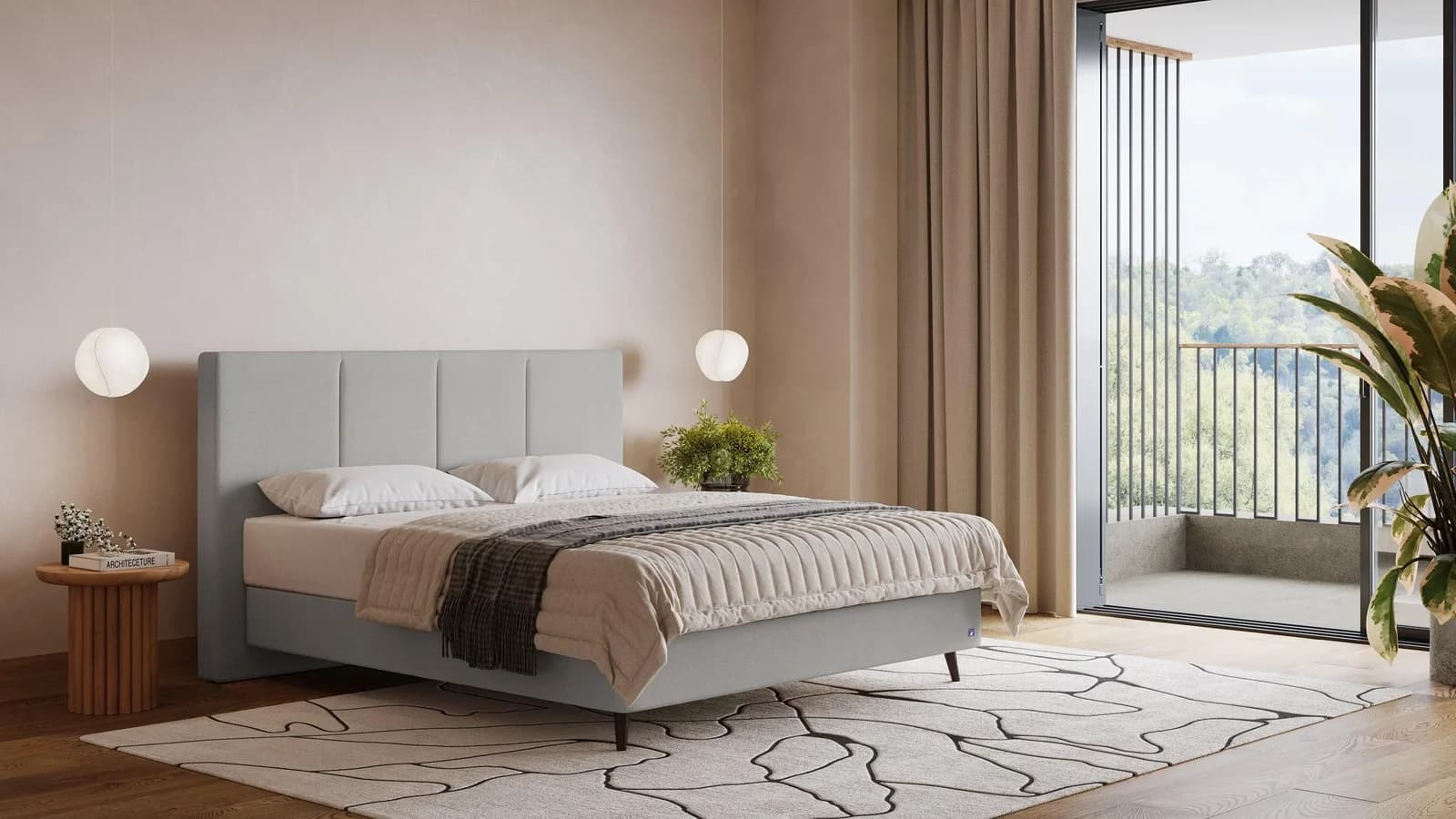 BRUNO Boxspringbett Prestige Hellgrau Pulse-Latex-Matratze