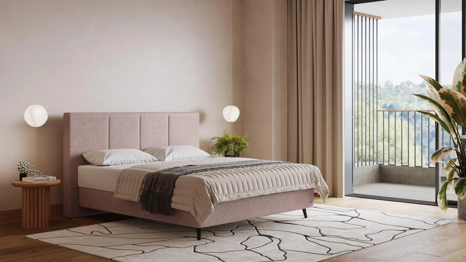 BRUNO Boxspringbett Prestige Blush Rosa mit Pulse-Latex-Matratze