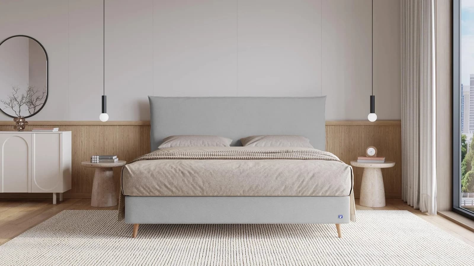 BRUNO Boxspringbett Prestige Hellgrau Pulse-Latex-Matratze