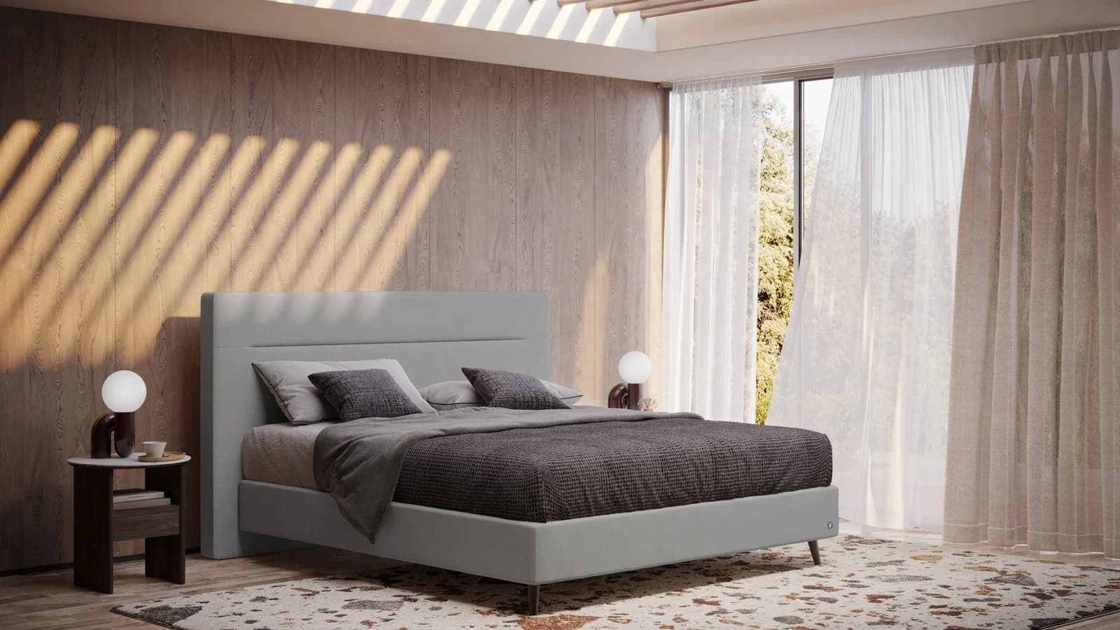 BRUNO Boxspringbett Prestige Hellgrau Pulse-Latex-Matratze