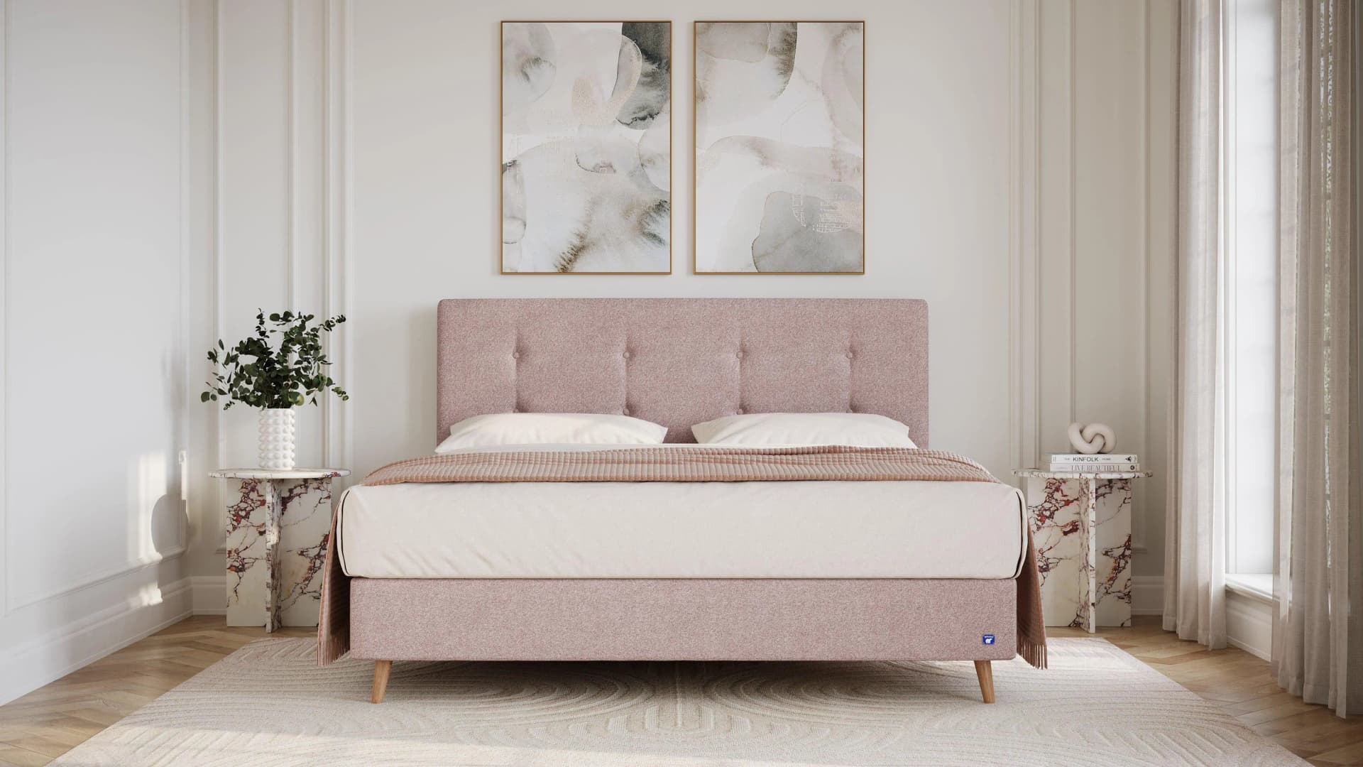 BRUNO Boxspringbett Prestige Blush Rosa mit Pulse-Latex-Matratze