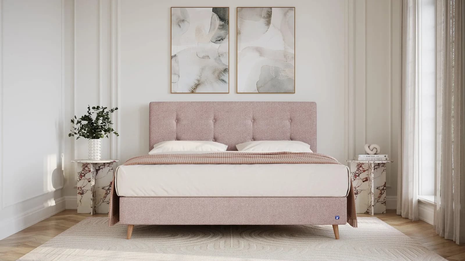 BRUNO Boxspringbett Prestige Rosa 180x200cm Pulse-Latex-Matratze