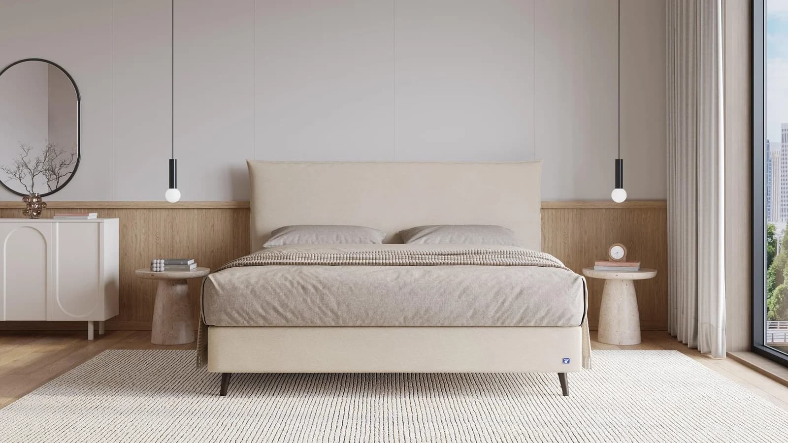 BRUNO Boxspringbett Prestige Beige 200x200cm Pulse-Latex-Matratze