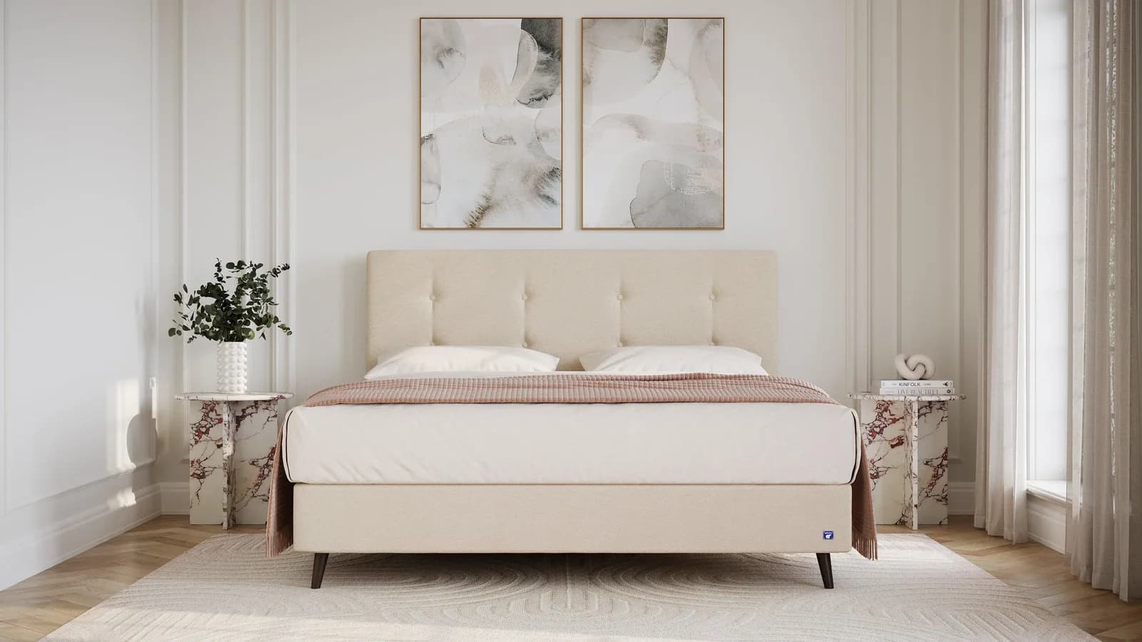 BRUNO Boxspringbett Prestige Beige 200x200cm Pulse-Latex-Matratze