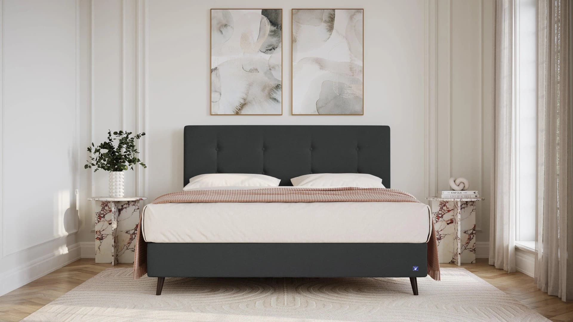 BRUNO Boxspringbett Prestige Schwarz Anthrazit 160x200