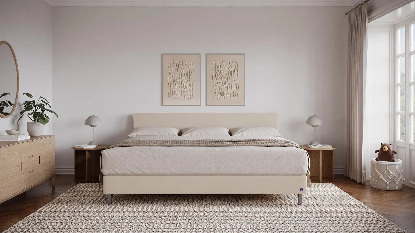 BRUNO Familienbett 240x200cm Beige Premium Boxspringbett