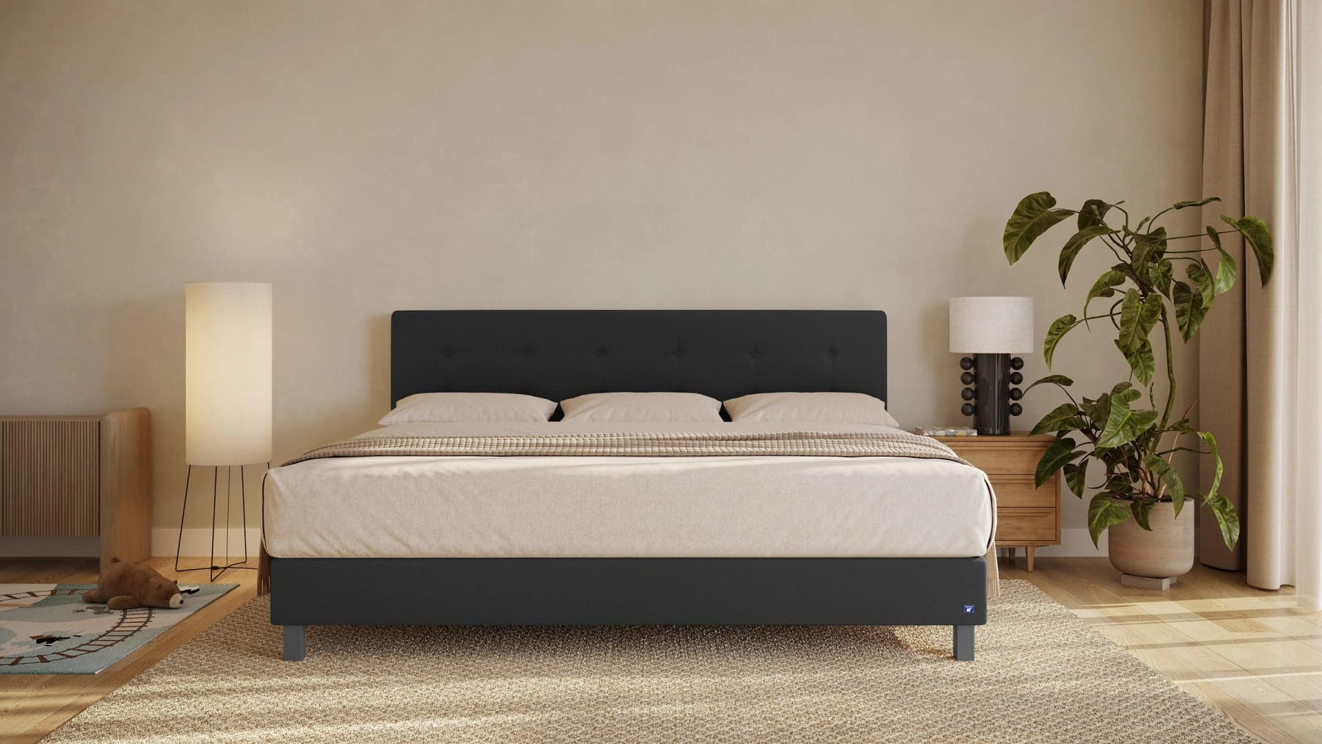 BRUNO Familienbett 240x200cm Schwarz Anthrazit XXL Boxspringbett Premium