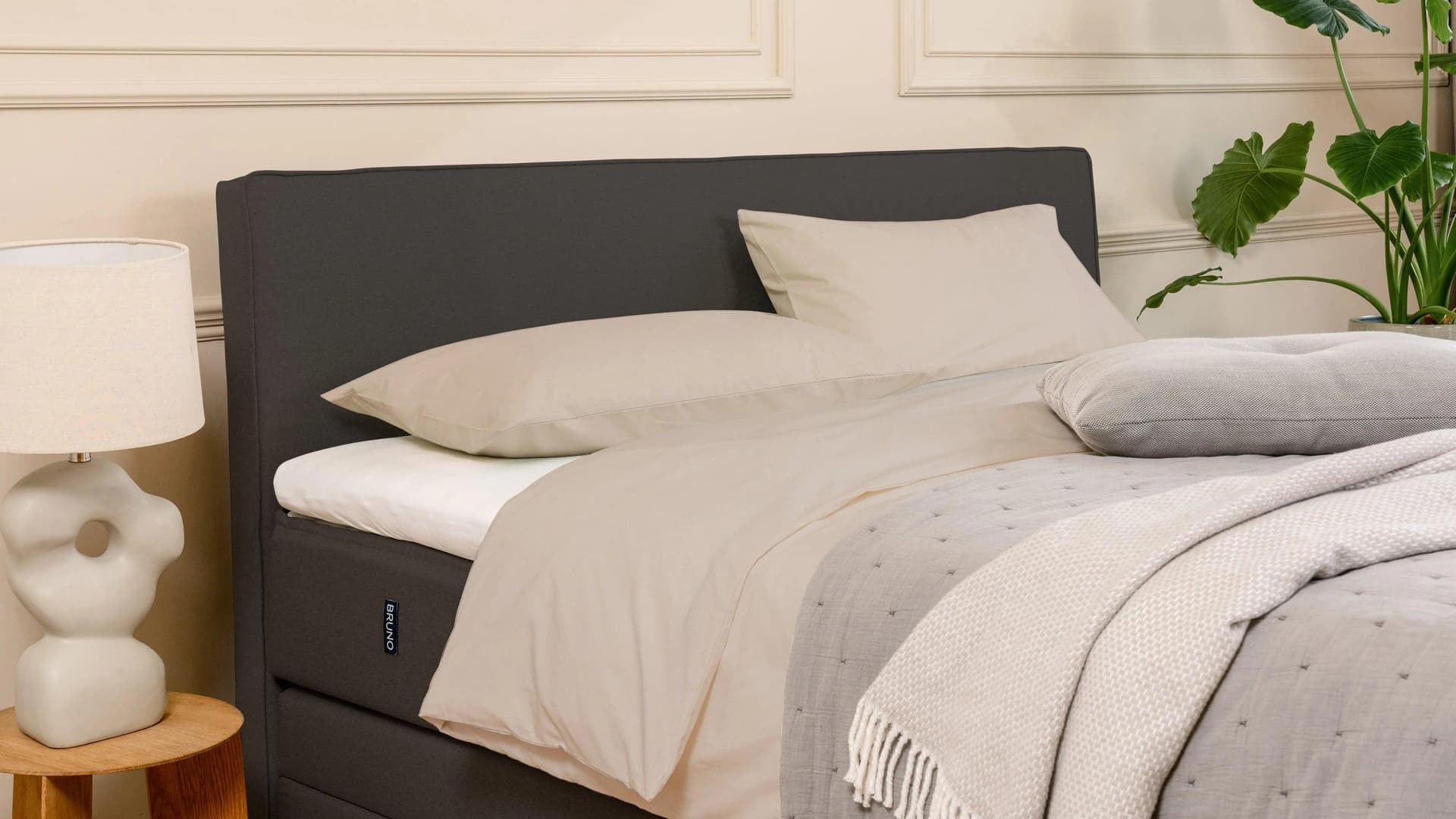 BRUNO Kissenbezüge Beige 100% Baumwolle Perkalstoff