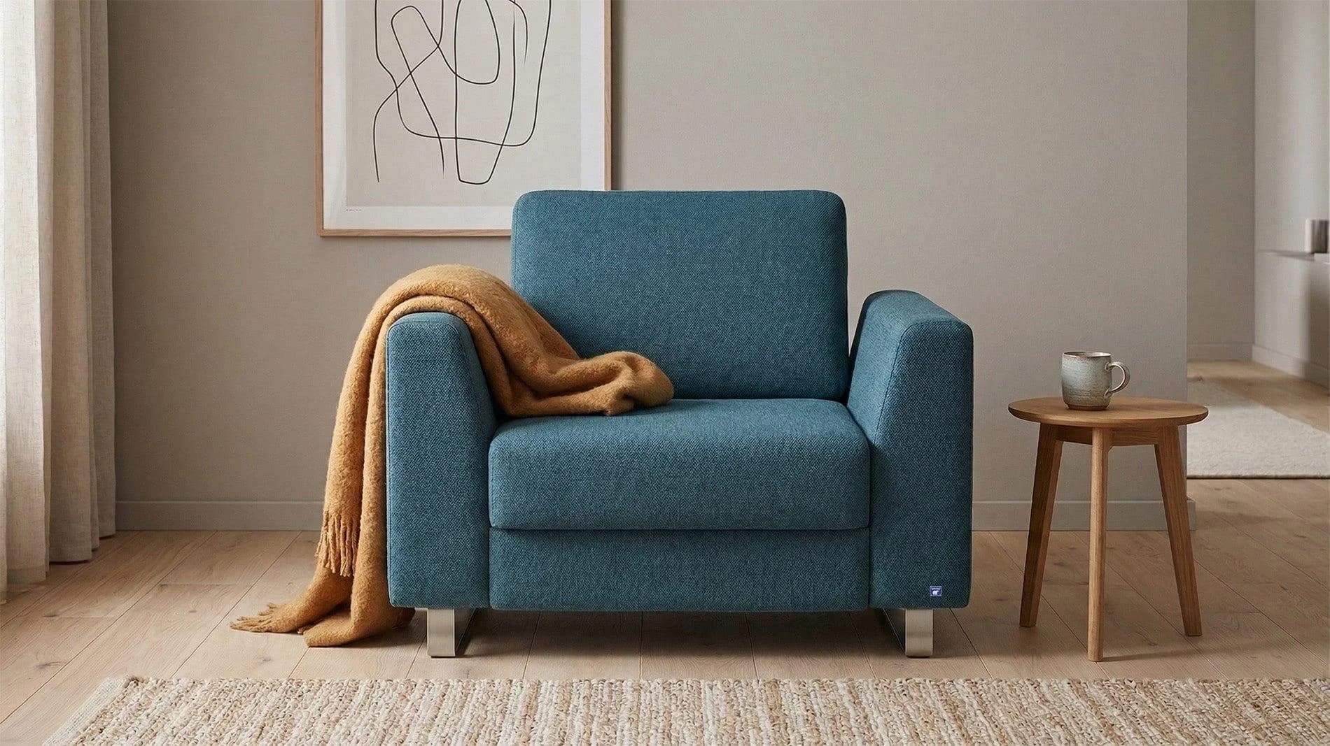 BRUNO Schlafsessel 70cm Petrol | Massivholz & Boxspringkomfort