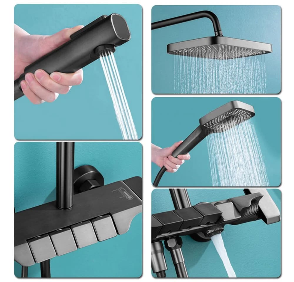 XERSEK Duschsystem Regendusche Set Matt-schwarz mit Armatur - Bild 3