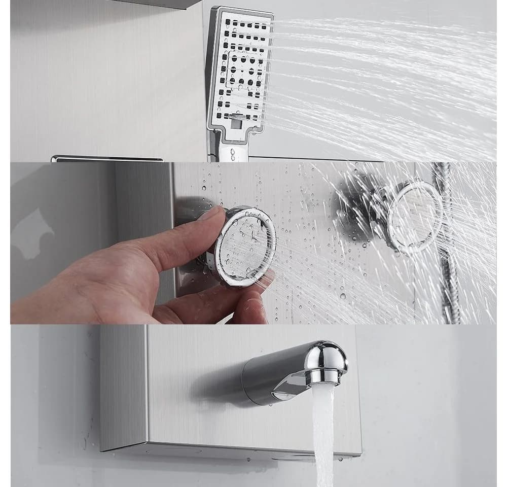 XERSEK Duschsystem Duschpaneel Regendusche Edelstahl Matt Schwarz Silber - Bild 5
