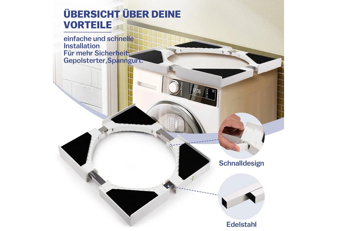 XERSEK Waschmaschinenuntergestell Universal-Stapelbausatz mit Ratschenseil - Bild 4