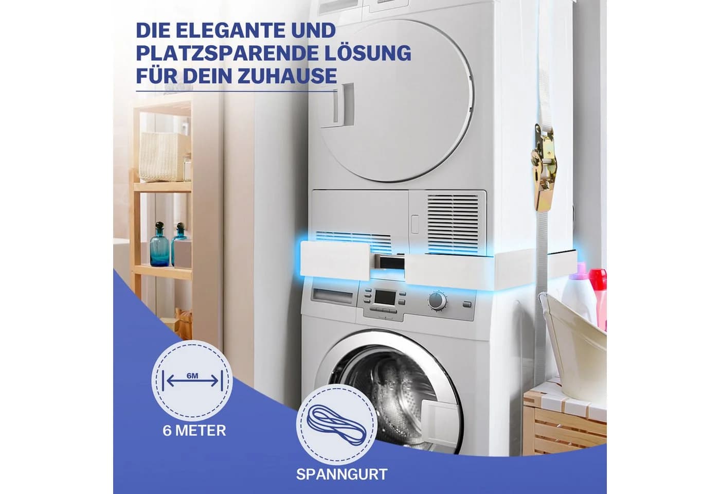 XERSEK Waschmaschinenuntergestell Universal-Stapelbausatz mit Ratschenseil - Bild 5