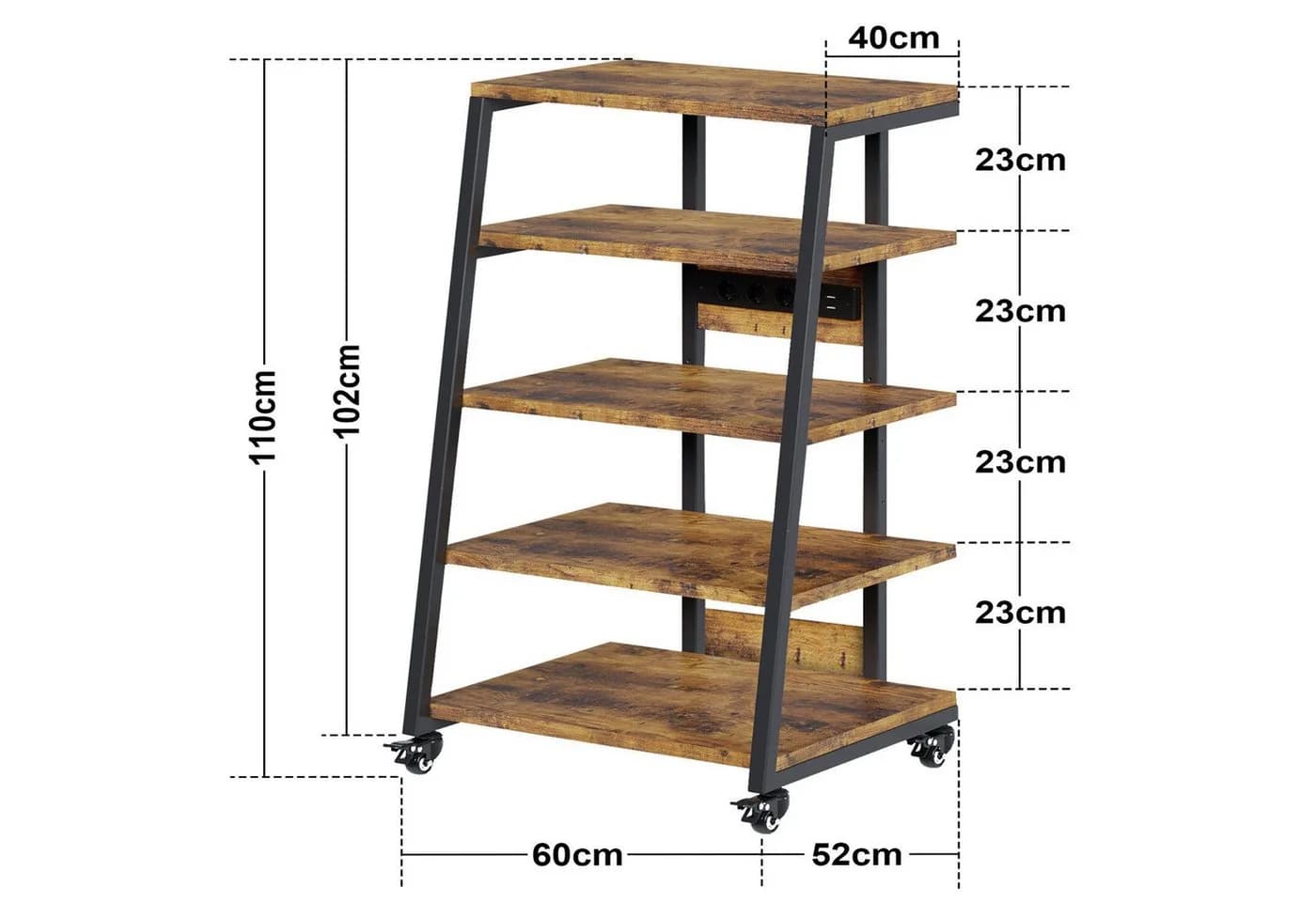 XERSEK TV-Regal HiFi Rack mit 5 Etagen, RGB-LED und Steckdosenleiste