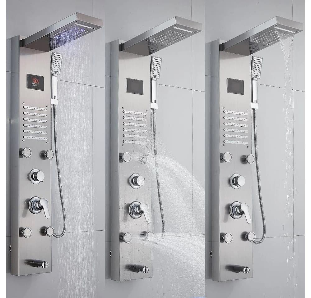 XERSEK Duschsystem Edelstahl Duschpaneel 6in1 inkl Tropenbrause, Massagedüsen, Handbrause, 8 Strahlarten, Duschsäule Duscharmatur mit 4 Massagedüsen - Bild 5