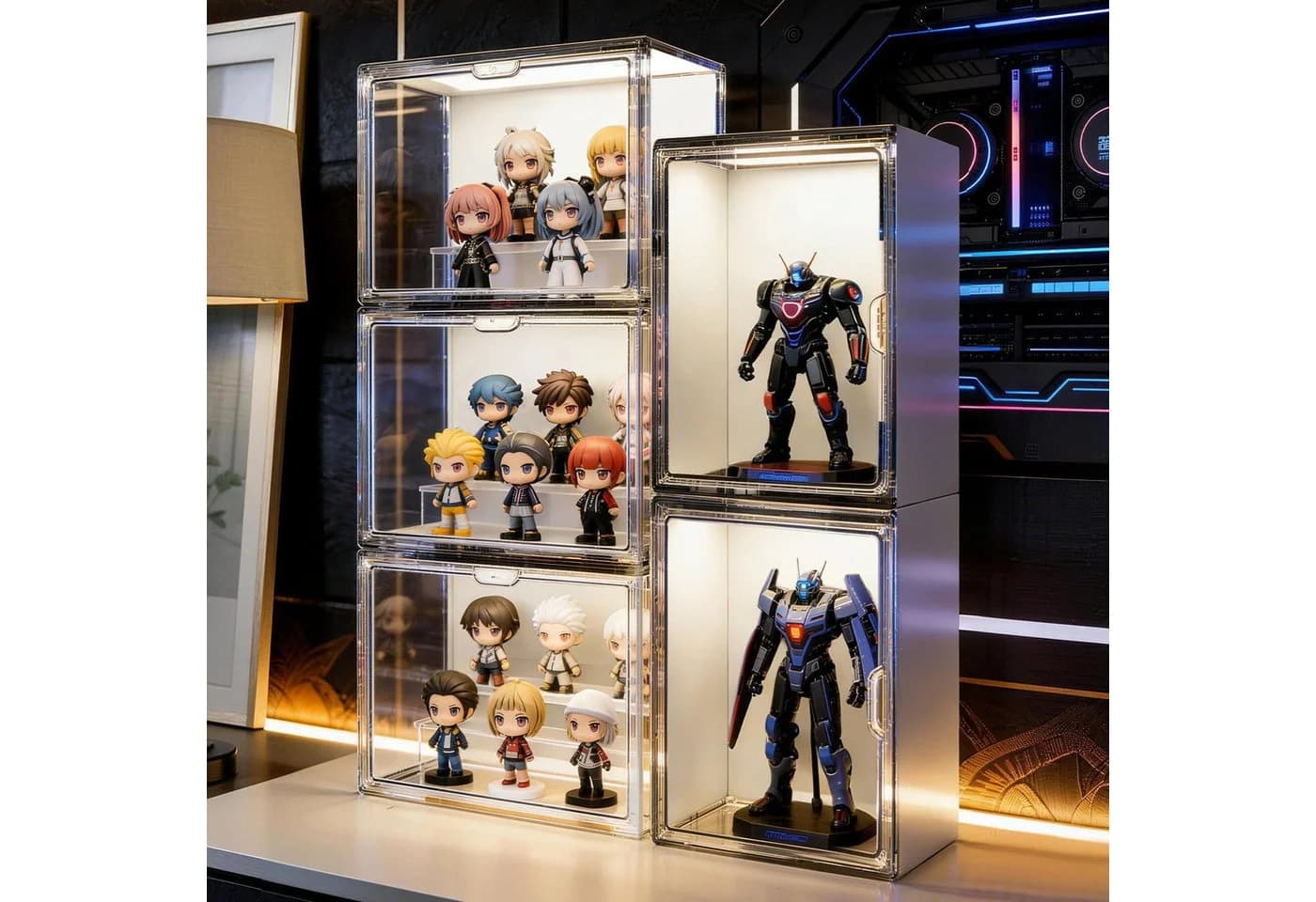 XERSEK Acryl Vitrine mit LED Beleuchtung Transparent
