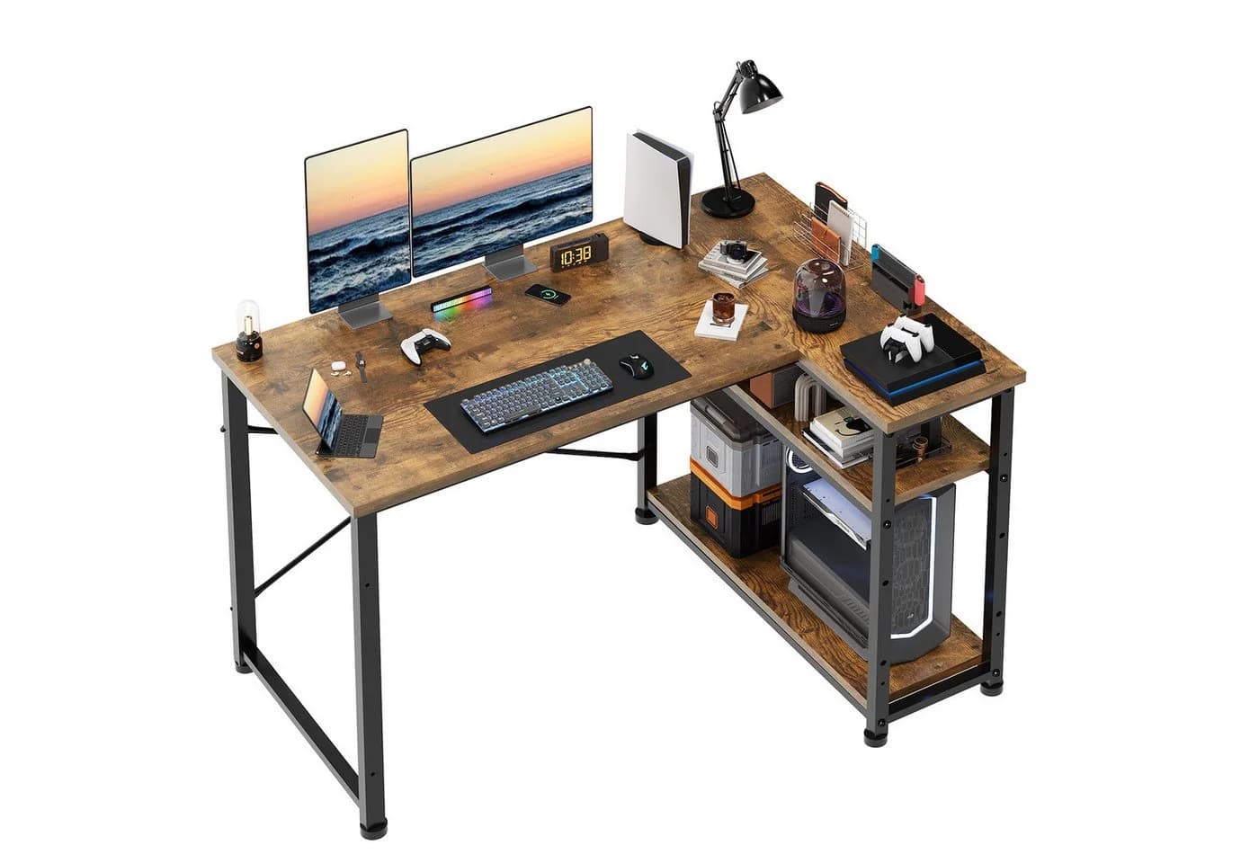 HOMALL Computertisch Eckschreibtisch Reversibel L-förmig mit Regal - Bild 2