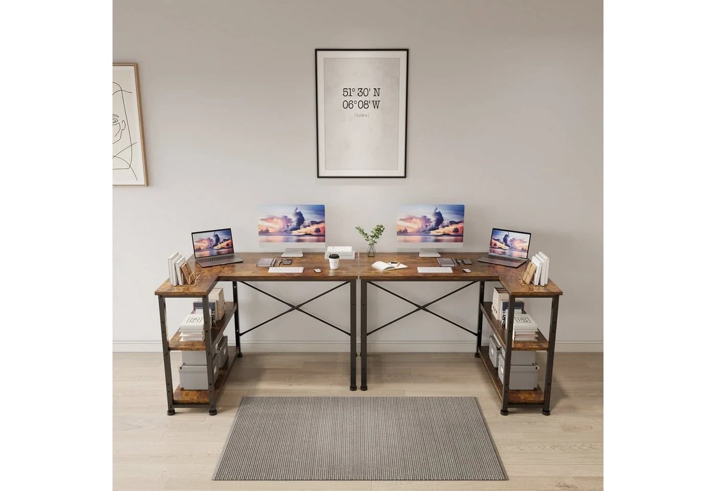 HOMALL Computertisch Eckschreibtisch Reversibel L-förmig mit Regal - Bild 3