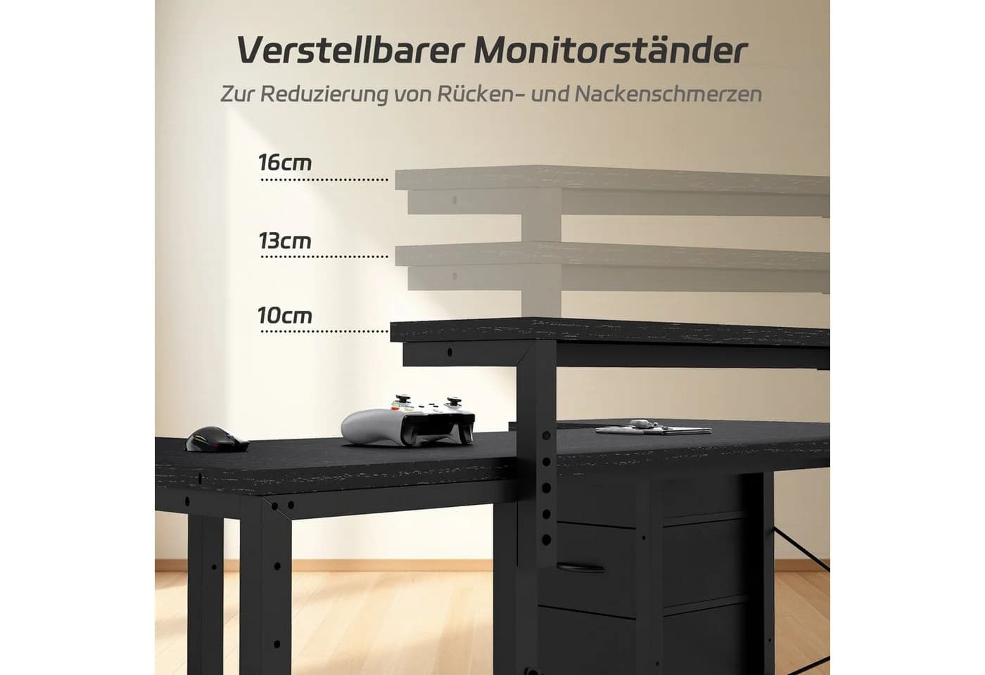 HOMALL Computertisch Eckschreibtisch Reversibel L Förmiger Schreibtisch mit Regal - Bild 4