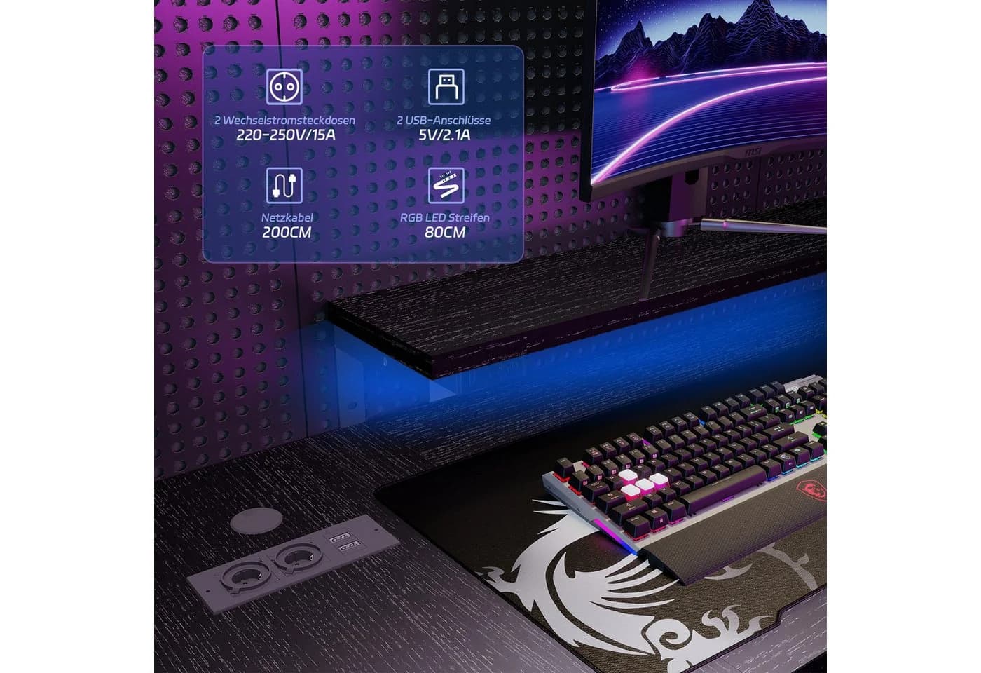 HOMALL Computertisch Eckschreibtisch Reversibel L Förmiger Schreibtisch mit Regal - Bild 5