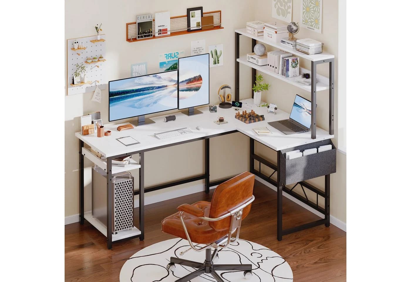 HOMALL Gamingtisch Schreibtisch USB L-förmiger Ecktisch 140/160cm
