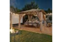 HOMALL Gartenpavillon Beige mit Solarleuchten und Seitenwänden Bild 3