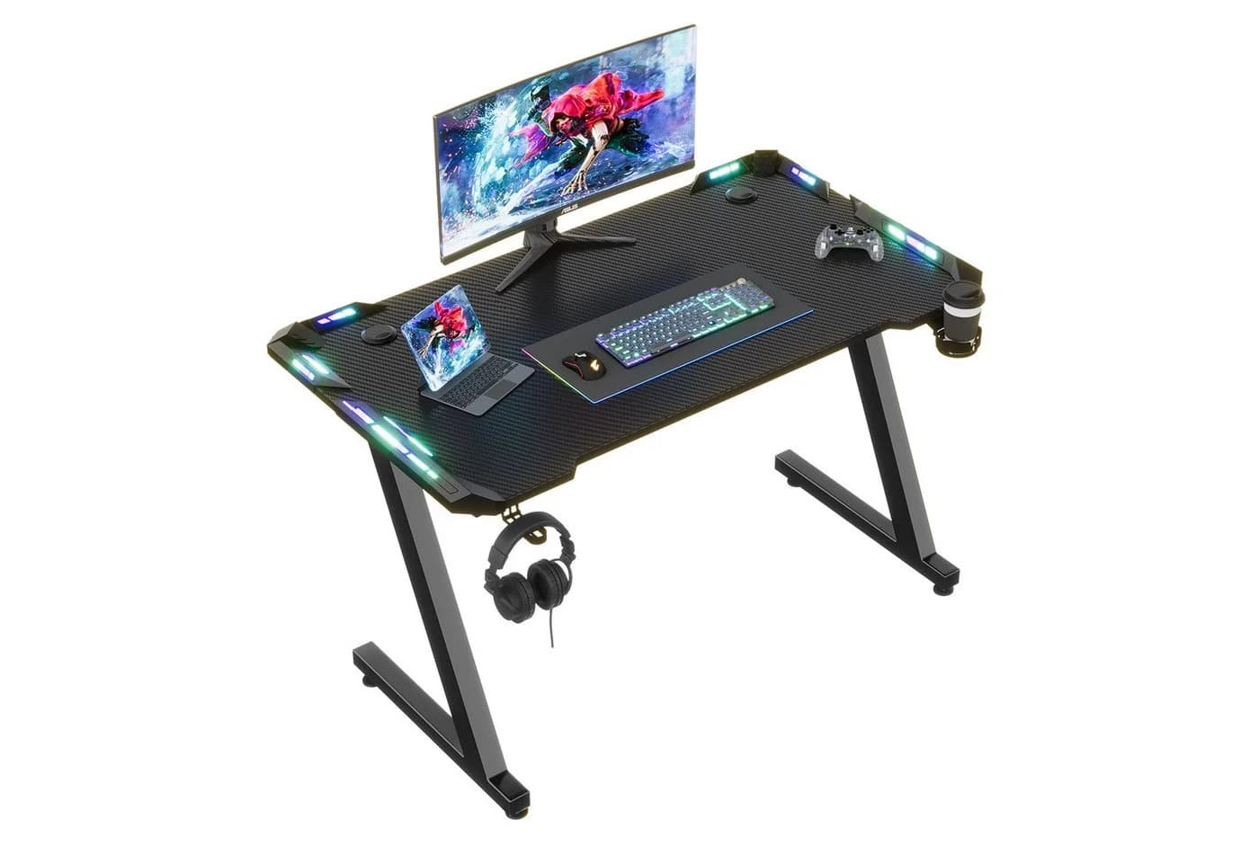 Furnicopia Gamingtisch mit RGB-Beleuchtung und Stahlgestell - Bild 2