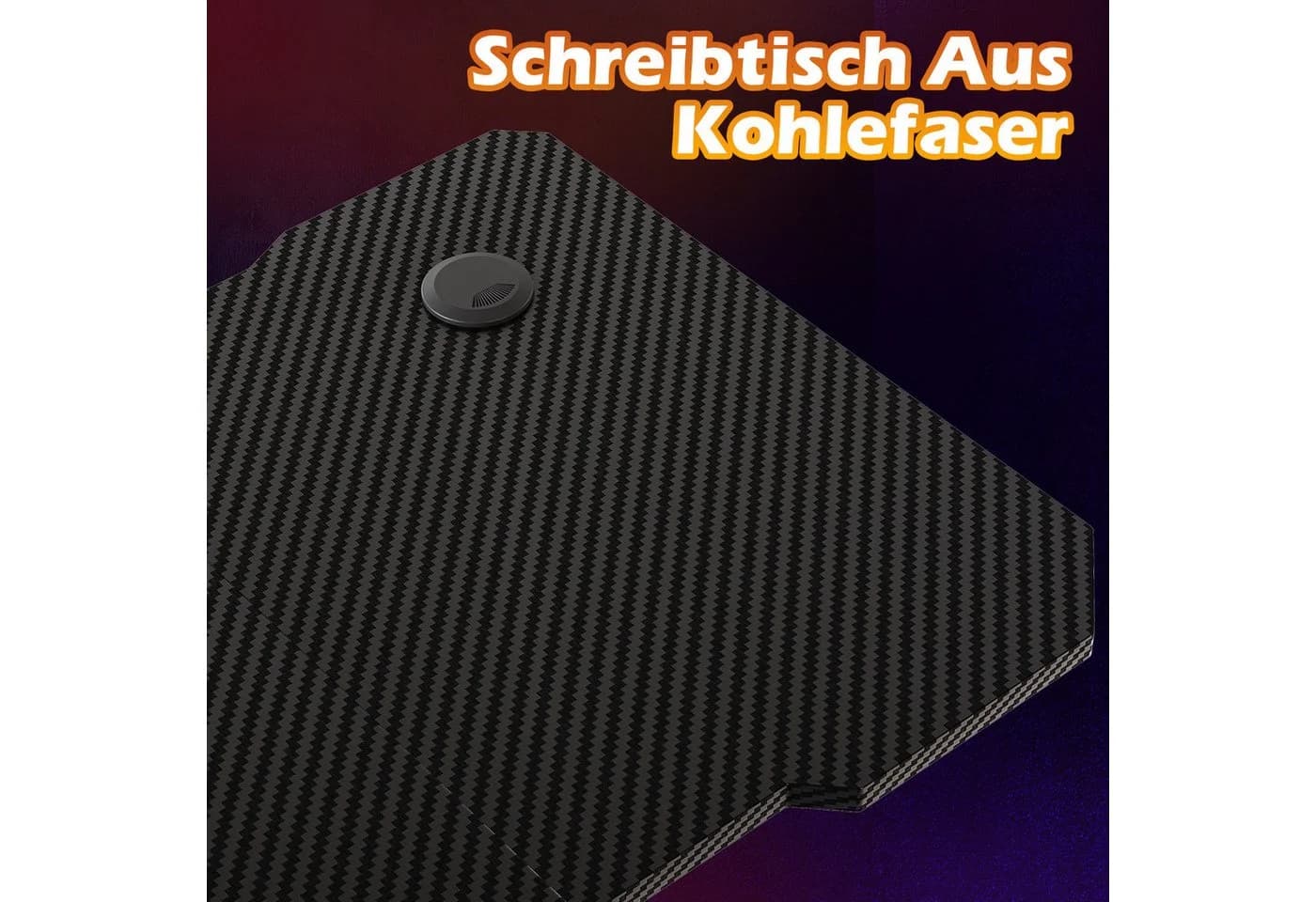 GUNJI Gamingtisch Z-Fuß Carbonfaser Schwarz mit Kopfhörerhaken - Bild 5
