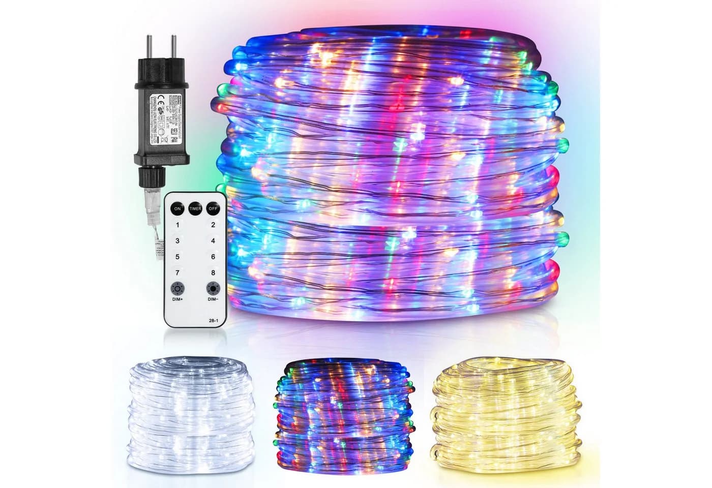Clanmacy LED-Lichterschlauch 10m Bunt mit Timer & Fernbedienung - Bild 2