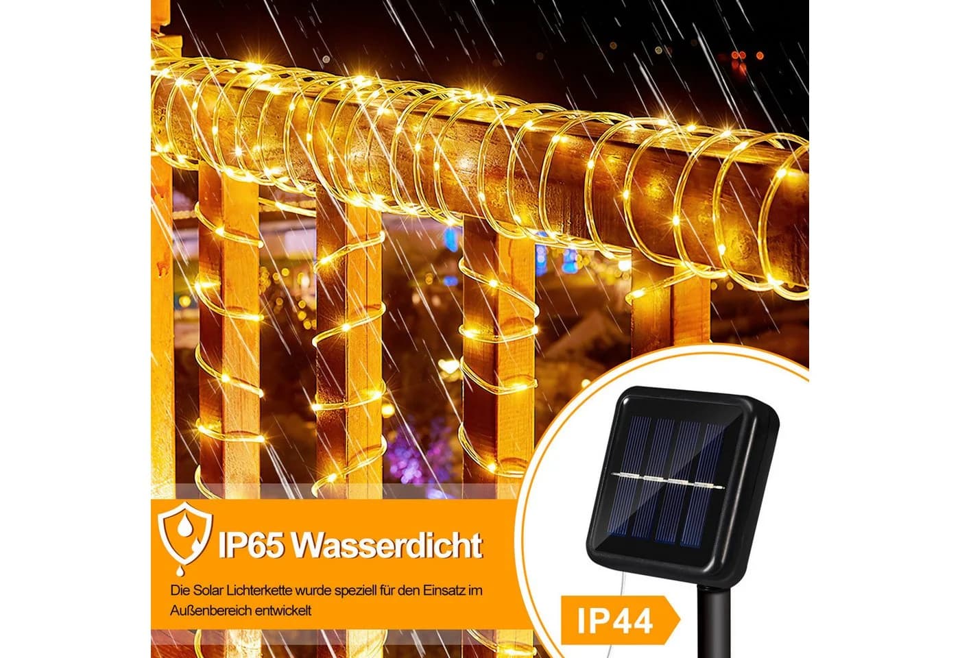 Clanmacy LED Solar Lichterkette 10m Warmweiß Wasserdicht - Bild 4
