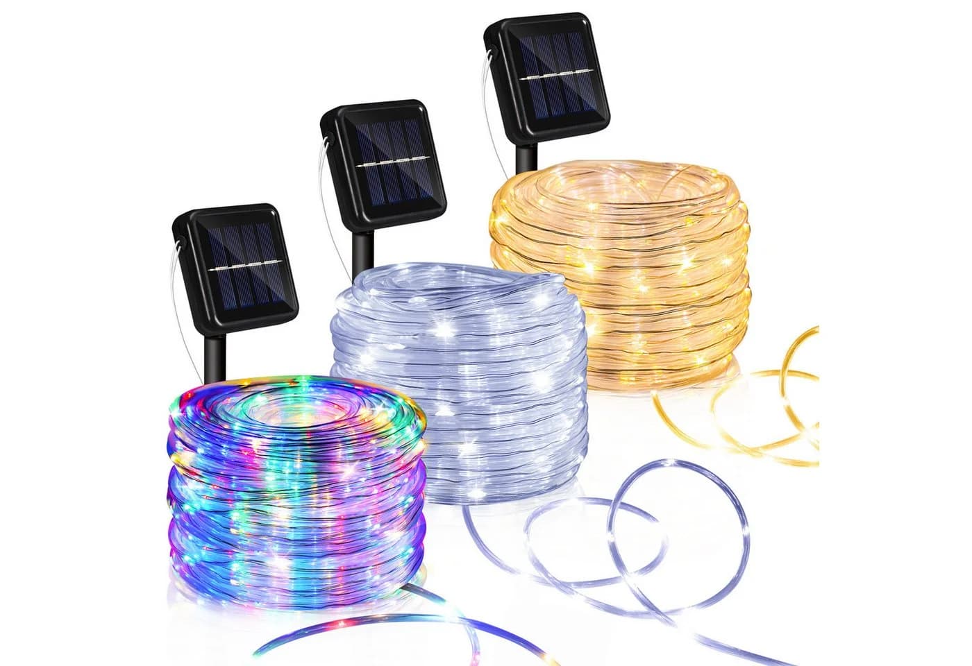 Clanmacy LED-Lichterschlauch 10m Solar Lichterkette Bunt - Bild 2