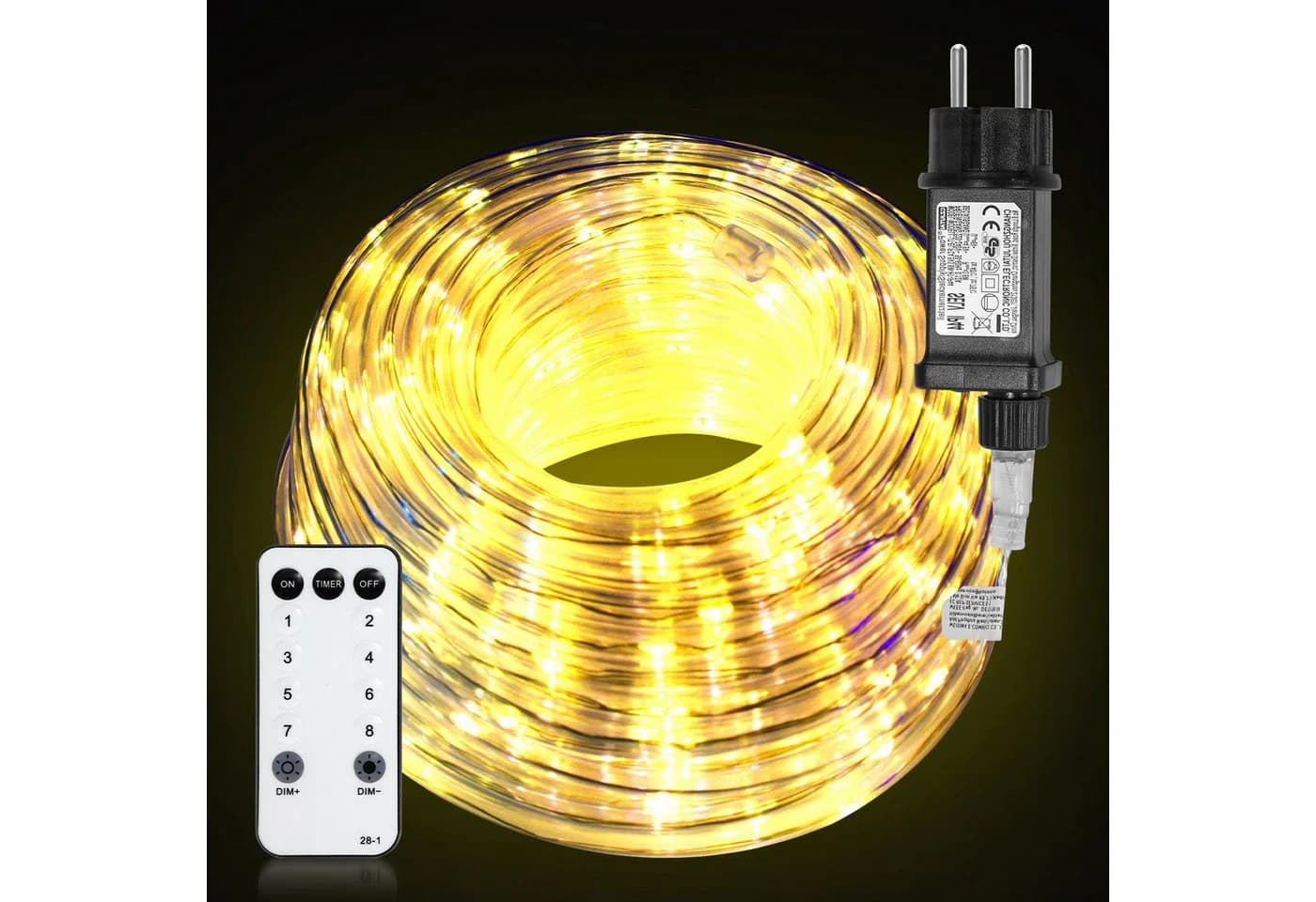 Clanmacy LED-Lichterschlauch 10M Warmweiß IP65 Wasserdicht - Bild 2