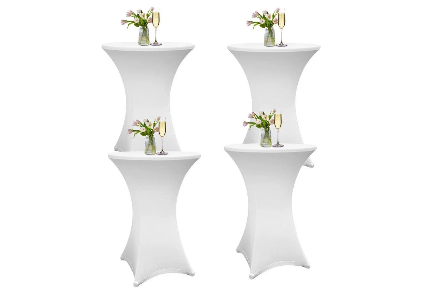 Clanmacy Stehtischhussen Stretch für Bistrotisch elastisch Ø60-65x110cm Weiß - Bild 2