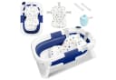 Clanmacy Faltbare Babybadewanne Blau mit Temperaturmessung und Badematte Bild 2