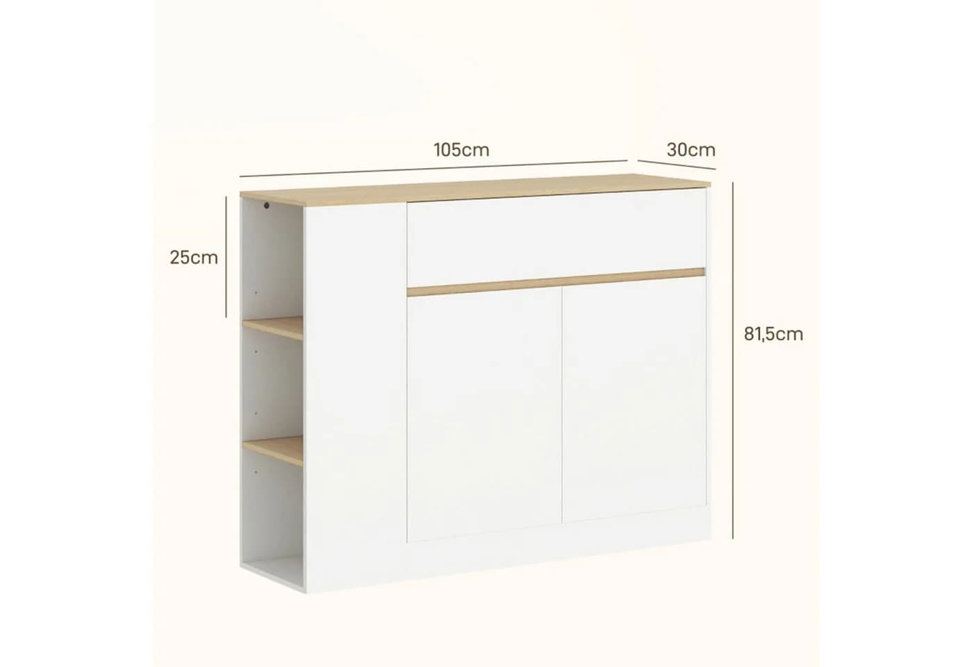 MC Star Sideboard Küchenschrank mit Schublade, verstellbare Ablage, Aufbewahrungsschrank - Bild 5