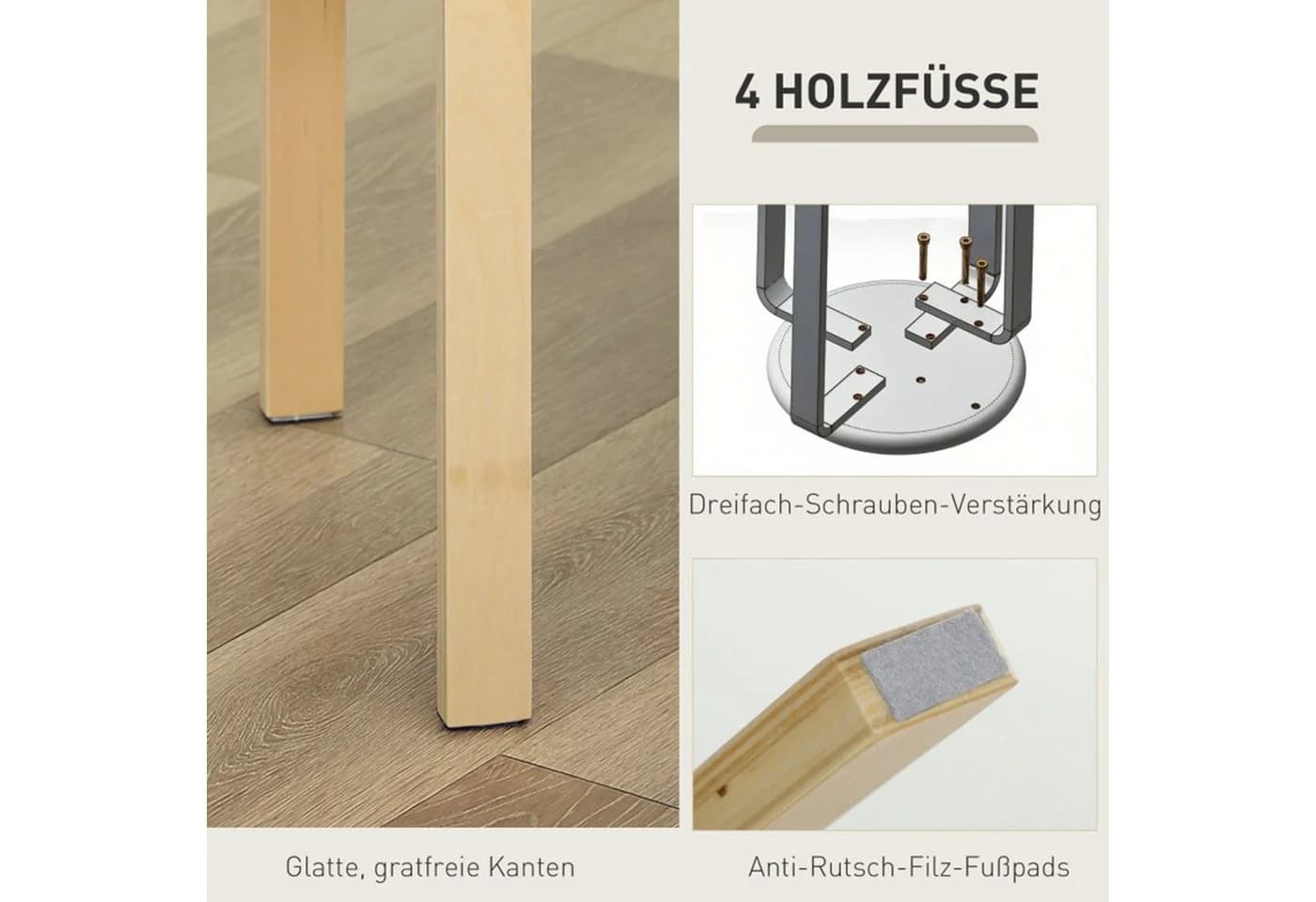 MC Star Hocker 4er Set Stapelhocker Esszimmerhocker Cremeweiß