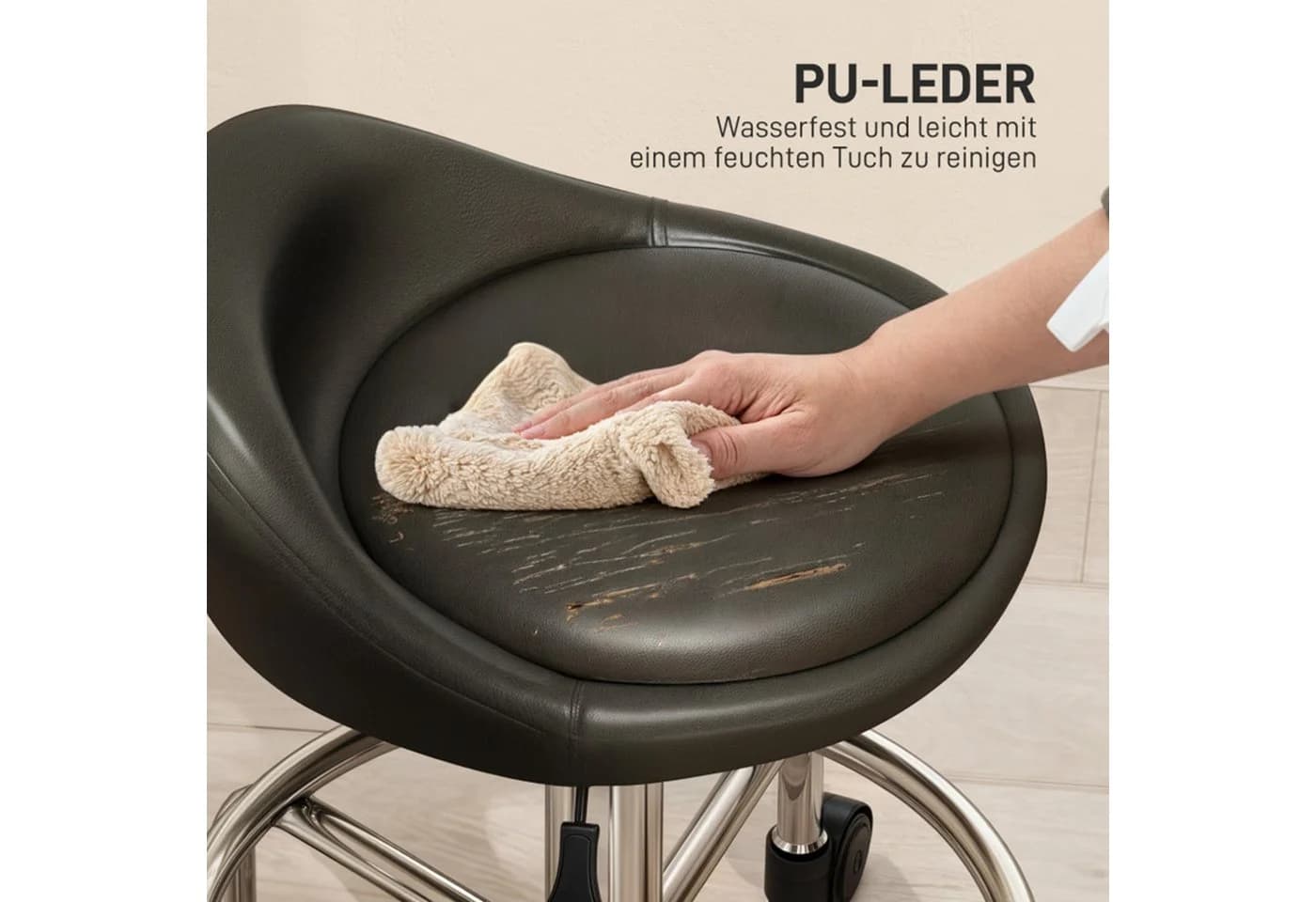 MC Star Drehhocker Rollhocker höhenverstellbar mit Rückenlehne Schwarz - Bild 5