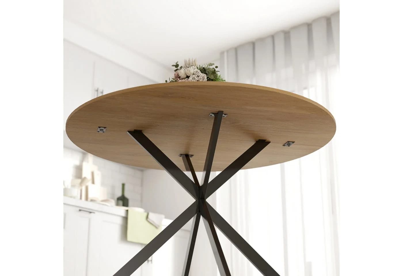 MC Star Esstisch für 4 Personen Ø120 cm Industriestil Stahlbeine - Bild 3