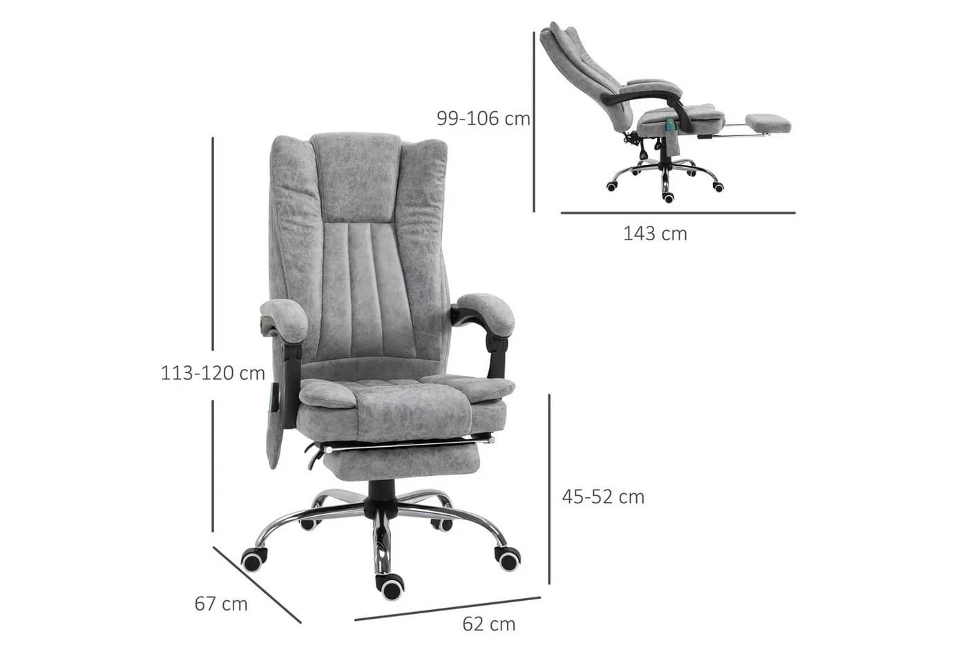 MC Star Massagesessel mit Heizfunktion und Liegefunktion Grau - Bild 4