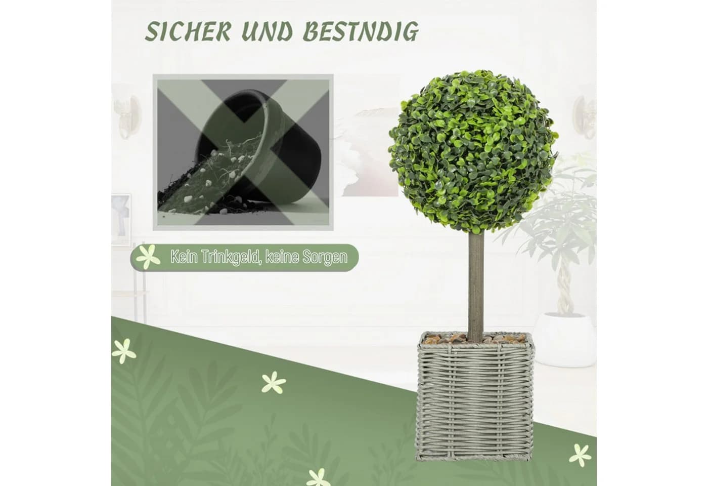 MC Star Kunstpflanzen 2er-Set UV-beständig Buchsbaumkugeln - Bild 5