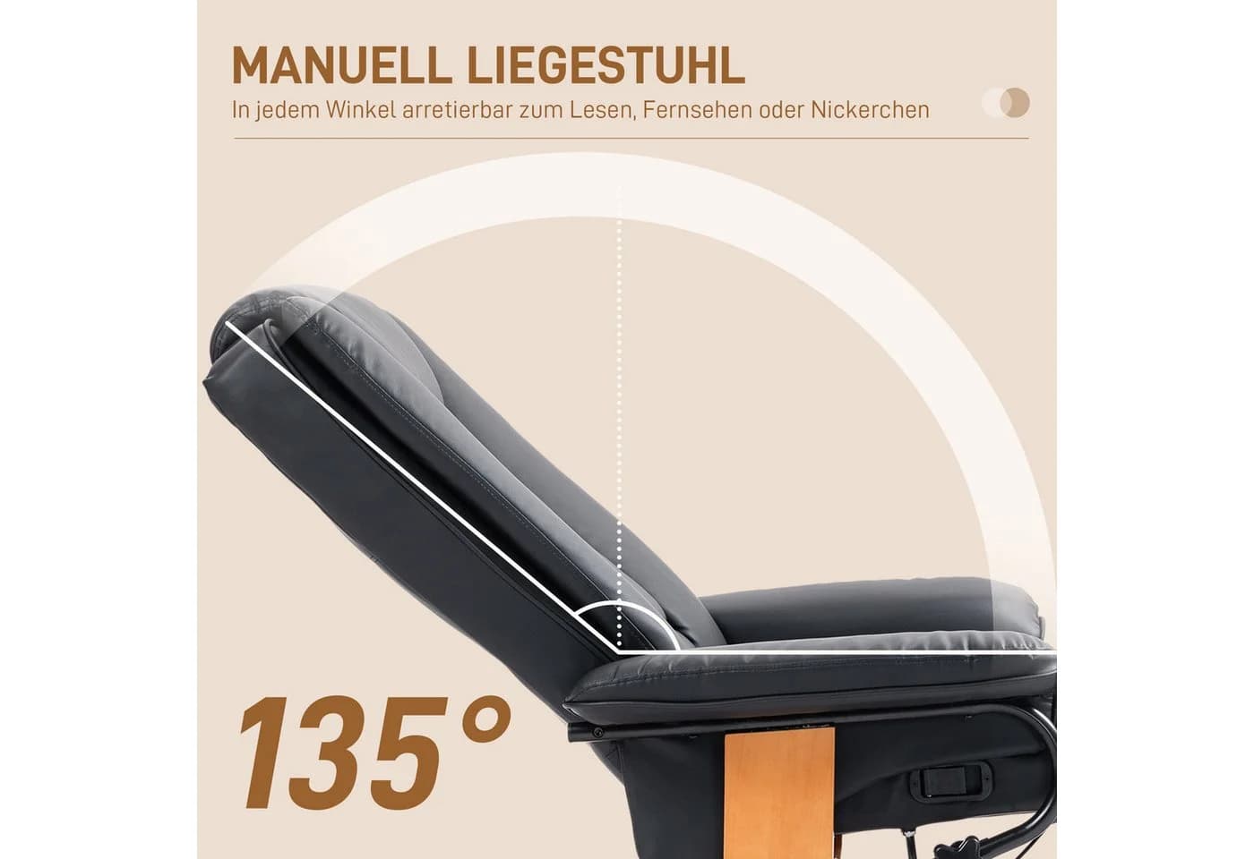 MC Star Relaxsessel Drehbar Fernsehsessel mit Liegefunktion und Fußstütze Schwarz - Bild 3