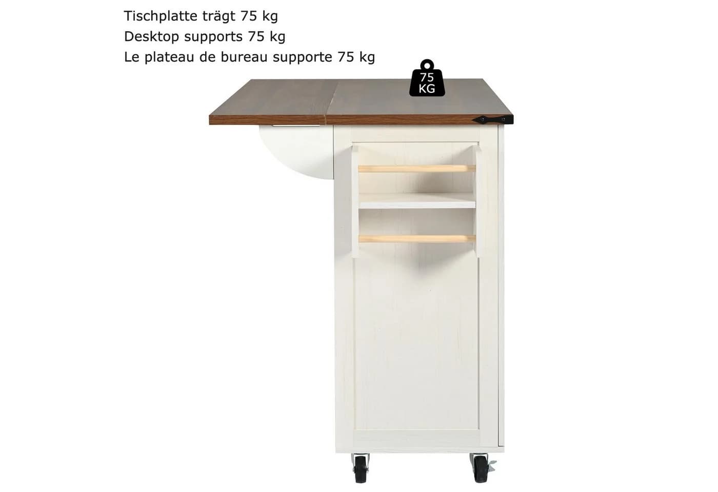 i@home Küchenwagen mit ausziehbarer Arbeitsplatte Weiß - Bild 5