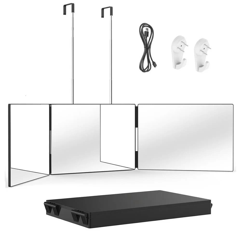 TUWENA Schminkspiegel 360° LED Beleuchtung Schwarz - Bild 2
