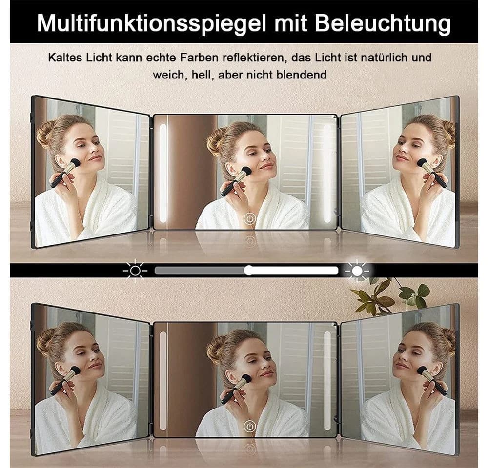 TUWENA Schminkspiegel 360° LED Beleuchtung Schwarz - Bild 3